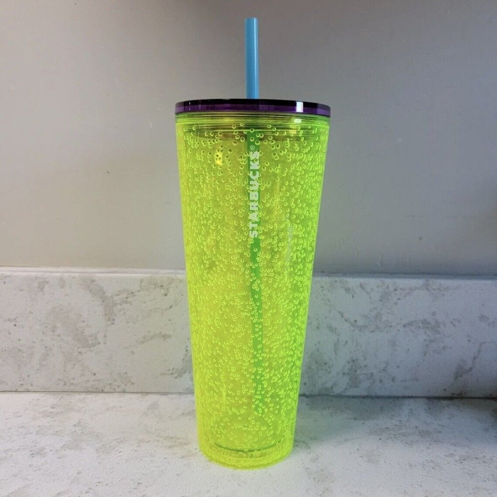 Starbucks 2023 Tumbler Cup Summer Yellow Lime Bubbleseed 24 Oz New.